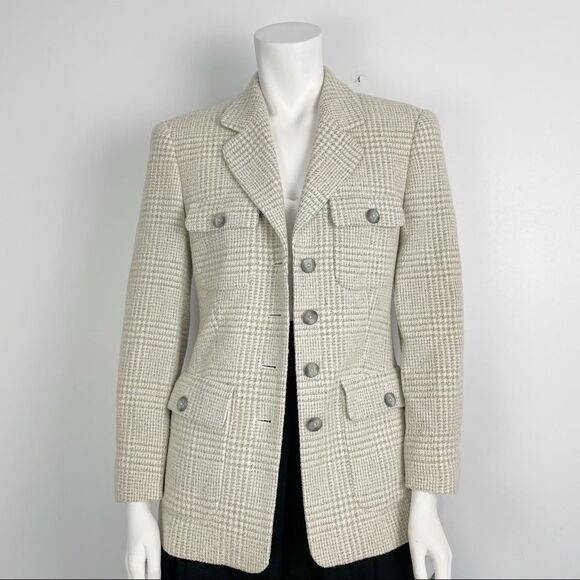 Escada Plaid Wool Blend Blazer - Picture 10 of 13